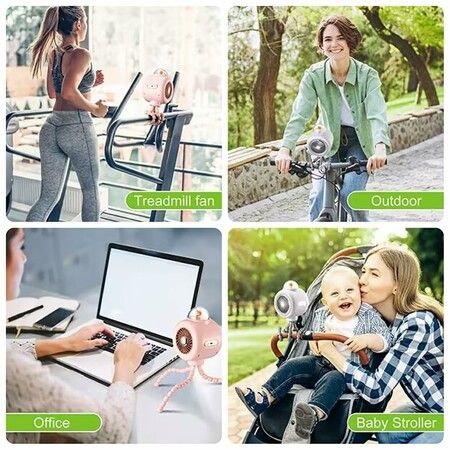 Portable Stroller Fan with 3 Speeds and Rotatable Handheld Personal Desk Cooling Fan for Car Seat Crib Treadmill Camping Travel (White)