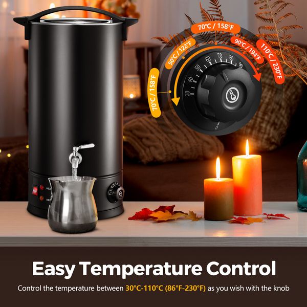 Electric Wax Melter 20L Candle Making 1800W Melting Pot Furnace Quick Pour Spout Soy Bees Soap Maker Machine Temperature Control Home Commercial