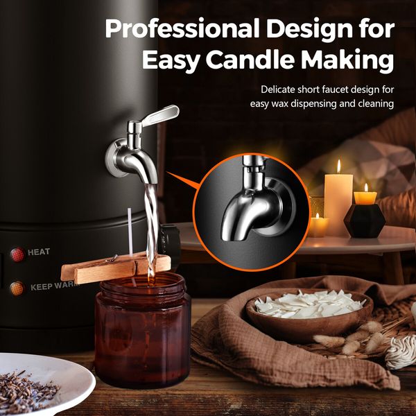 Electric Wax Melter 20L Candle Making 1800W Melting Pot Furnace Quick Pour Spout Soy Bees Soap Maker Machine Temperature Control Home Commercial