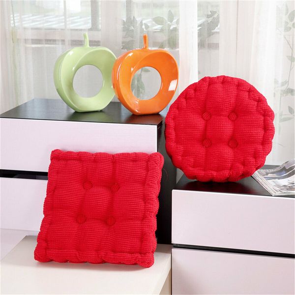 Square Round Seat Cushion Corduroy Indoor Outdoor Home Office Ultra Soft Seat Back Cushion Chair Pad Sofa MatRound ShapeRed