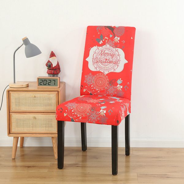 Anti-dirty Chair Covers Christmas Half Pack Printed Elastic Seat Dining Protector Cover For Wedding Party DecorationF