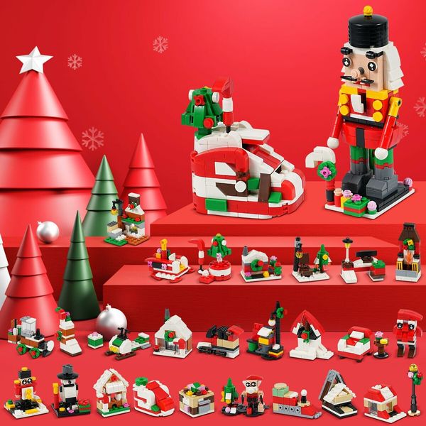 24 Days of Christmas Advent Calendar 2023,24 In 4 Christmas Building Block Stem Toys,1075 Pcs Christmas Countdown Calendar Building Sets Toys,Christmas Vacation Stocking Stuffers Gifts for Kids Age3+