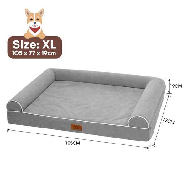 XL Dog Pet Cat Bed Sofa Calming Elevated Puppy Couch Water Resistant Warming Mattress Lounge Bedding Foam Cushion with Bolsters Removable Washable Cover