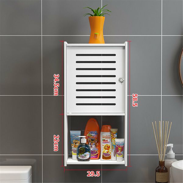 Bathroom Kitchen Storage Container Rack Wall Punch-free Toilet Washbasin Storage Cabinet#03