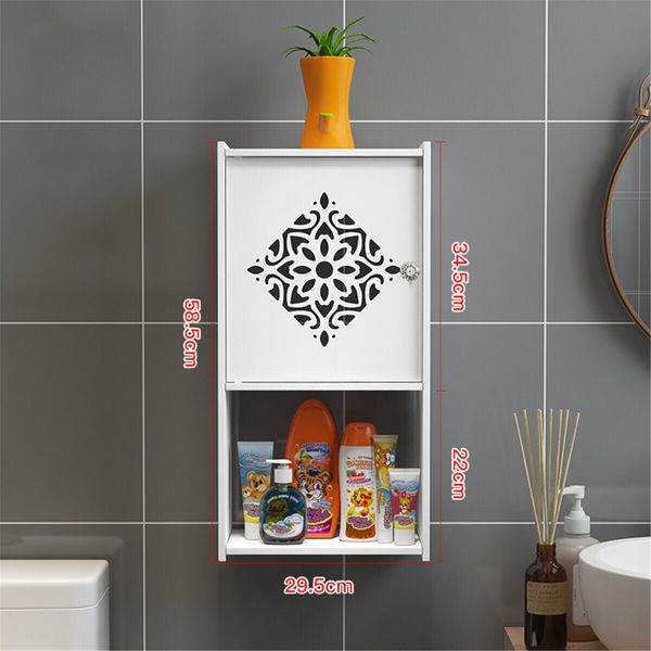 Bathroom Kitchen Storage Container Rack Wall Punch-free Toilet Washbasin Storage Cabinet#03