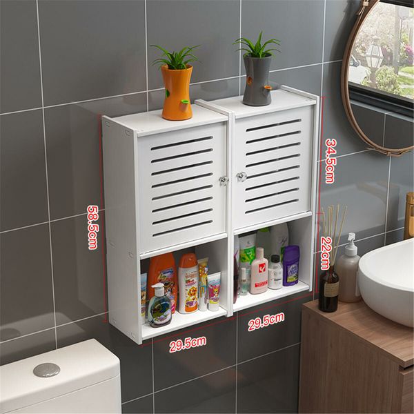 Bathroom Kitchen Storage Container Rack Wall Punch-free Toilet Washbasin Storage Cabinet#03