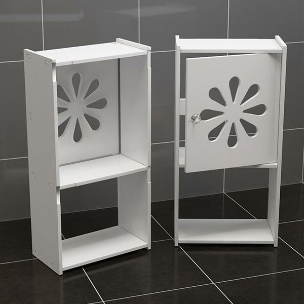 Bathroom Kitchen Storage Container Rack Wall Punch-free Toilet Washbasin Storage Cabinet#03