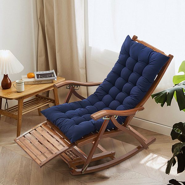 High Back Cushion Soft Rocking Recliner Chair Seat Cushion Bench Backrest Pad Waist Support Pillow Mat Decorations S Blue