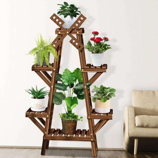 Wooden Succulent Flower Pot Shelf Rack Multi-Layer Solid Wood Floor Indoor LivingA