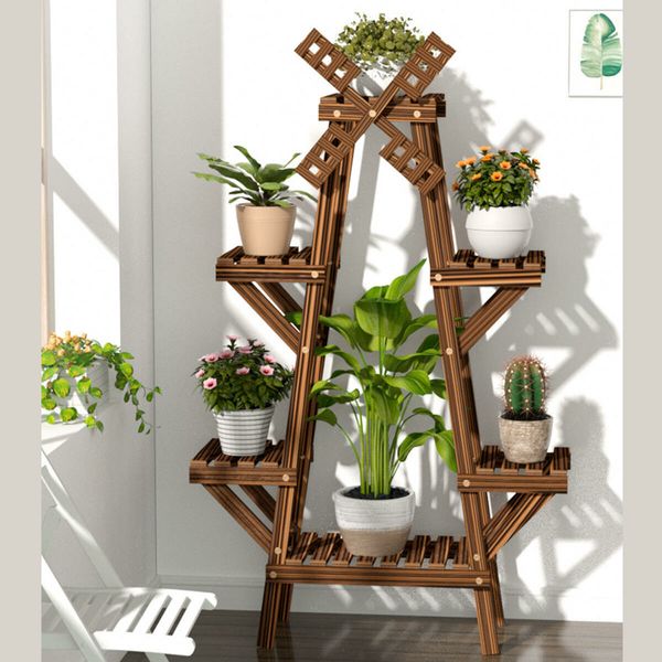 Wooden Succulent Flower Pot Shelf Rack Multi-Layer Solid Wood Floor Indoor LivingA