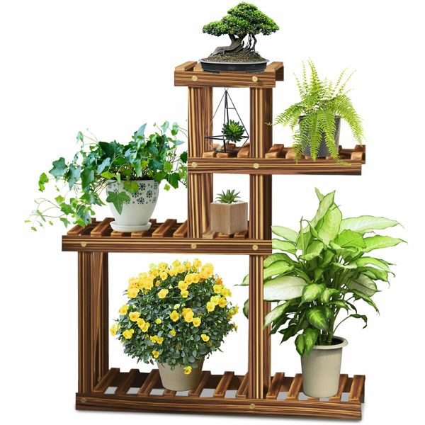 Wooden Succulent Flower Pot Shelf Rack Multi-Layer Solid Wood Floor Indoor LivingA