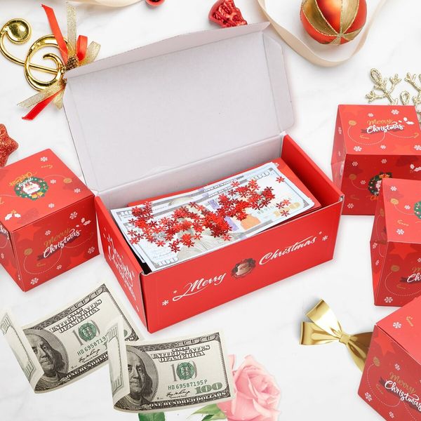 Surprise Gift Box Explosion for Money,Unique Folding Bouncing Red Envelope Gift Box with Confetti,Cash Explosion Luxury Gift Box for Birthday Anniversary Valentine Proposal (15 Bounces) (Red Christmas)