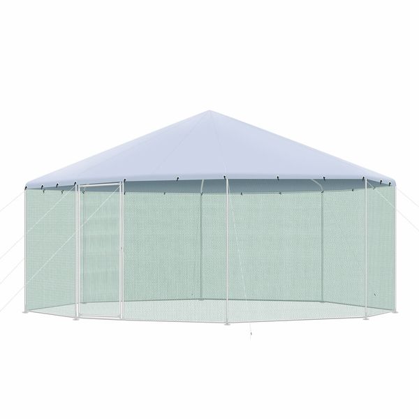 Chicken Coop Rabbit Hutch Duck Walk In Cage Hen Puppy Enclosure House Pen Shade Cover Metal Large Backyard 5.2 X 2.75 M