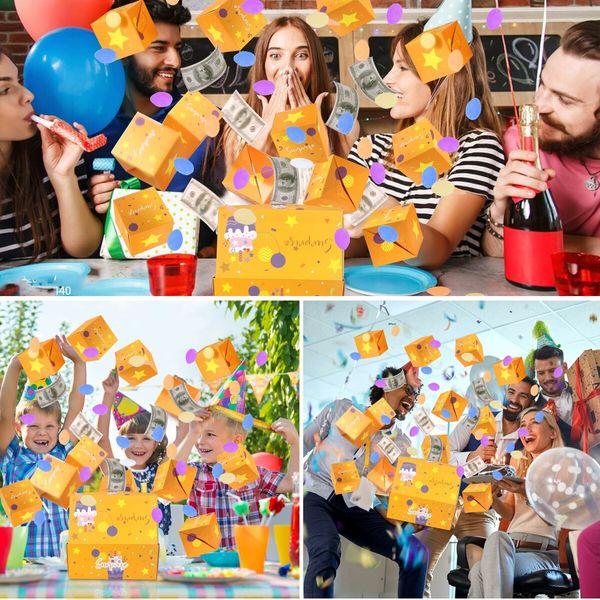 Birthday Surprise Gift Box Explosion for Money, Happy Birthday Surprise Gift Box with Confetti,Cash Explosion Gift Box for Women Men Kids