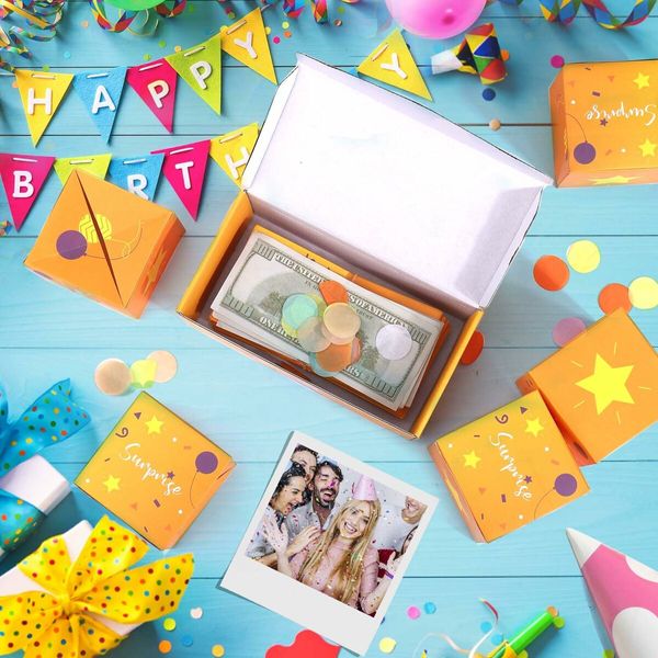 Birthday Surprise Gift Box Explosion for Money, Happy Birthday Surprise Gift Box with Confetti,Cash Explosion Gift Box for Women Men Kids