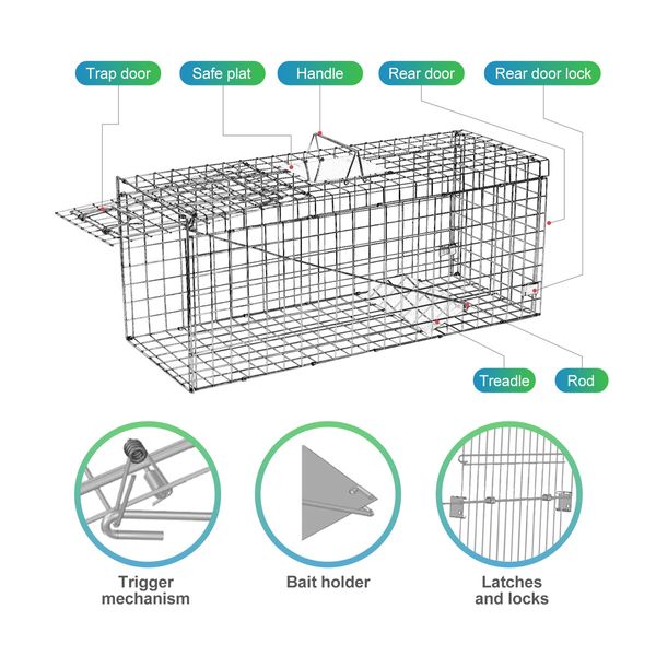 Possum Trap Animal Humane Bird Rabbit Mouse Cat Cage Live Safe Catch Racoon Groundhog Armadillo Dog Hare