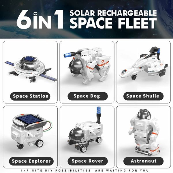 STEM Projects for Kids Ages 8-12, Science Kits, Solar Robot Space Toys Gifts for 8-14 Year Old Teen Boys Girls White