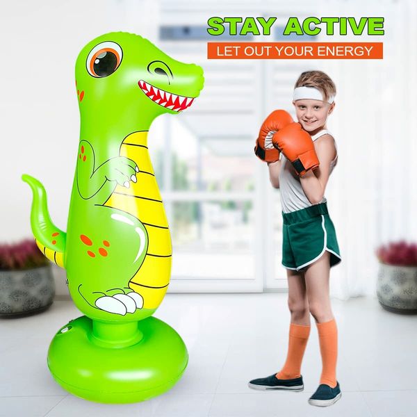 125cm PVC inflatable Punch Bag dinosaur boxing bag Boxing Bag for Immediate Bounce Practicing Karate,Taekwondo Boxing Bag Boy Girl