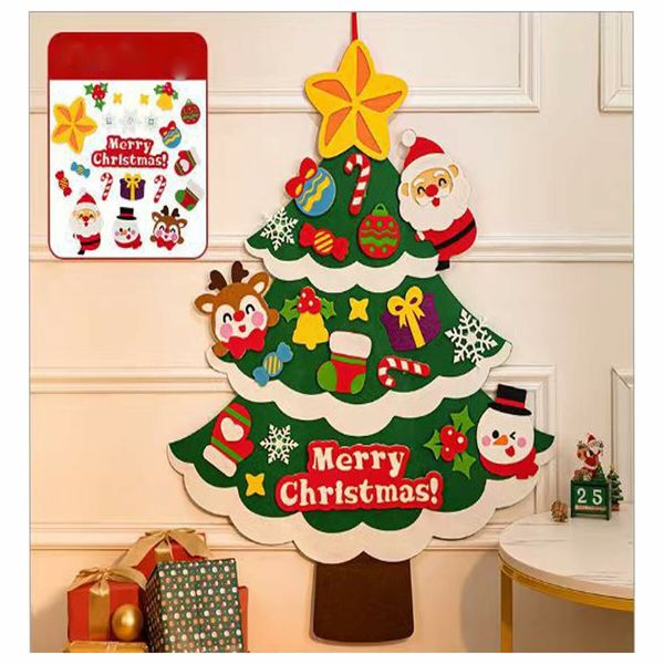 70*90cm NON WOVEN Christmas Tree  DIY Kids Christmas Craft Kit Christmas Tree 21 Pieces Removable Kids Christmas Tree Ornaments gifts