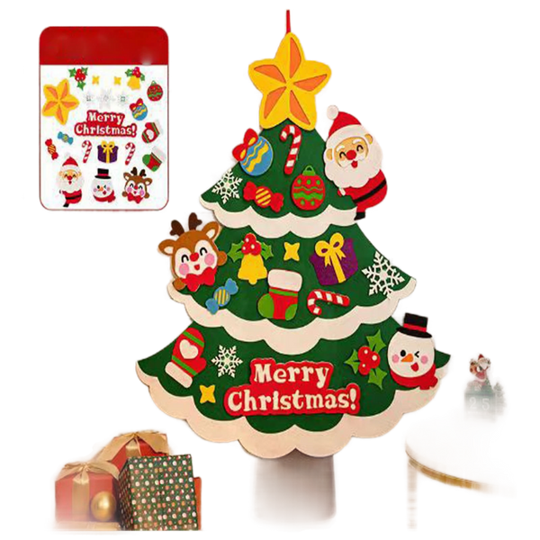 70*90cm NON WOVEN Christmas Tree  DIY Kids Christmas Craft Kit Christmas Tree 21 Pieces Removable Kids Christmas Tree Ornaments gifts