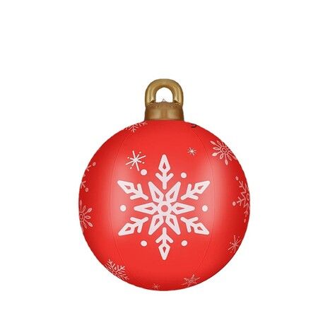 2x 60cm PVC Christmas Lighted Decorated Ball Giant  Inflatable Christmas Ball Large Xmas Blow Ball Decorations for Outside Holiday Yard Lawn Porch Decor