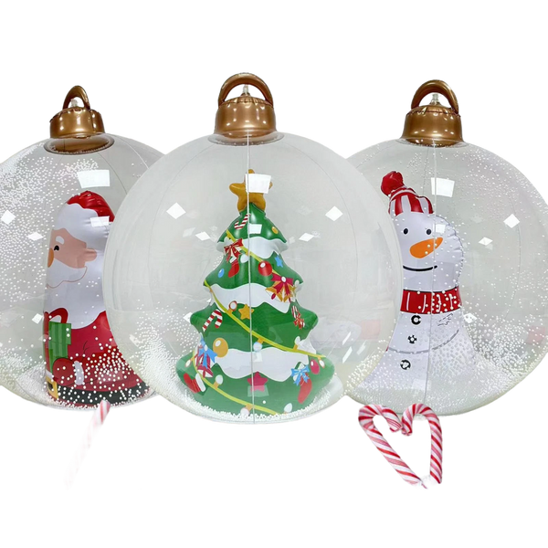 3x 60cm PVC Christmas Decorated Ball, Inflatable Christmas Ball Large Xmas Blow Ball Decorations for Outside Holiday Yard Lawn Porch Decor