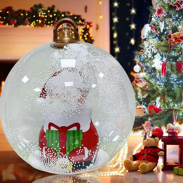 3x 60cm PVC Christmas Decorated Ball, Inflatable Christmas Ball Large Xmas Blow Ball Decorations for Outside Holiday Yard Lawn Porch Decor