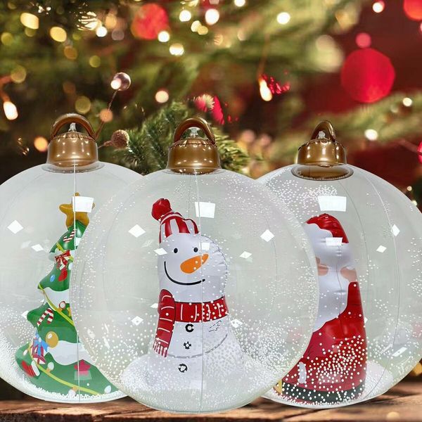 3x 60cm PVC Christmas Decorated Ball, Inflatable Christmas Ball Large Xmas Blow Ball Decorations for Outside Holiday Yard Lawn Porch Decor