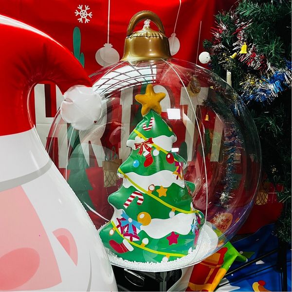 3x 60cm PVC Christmas Decorated Ball, Inflatable Christmas Ball Large Xmas Blow Ball Decorations for Outside Holiday Yard Lawn Porch Decor