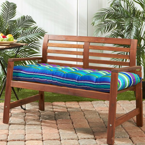 Garden Bench Patio SEAT PADS Chair Cushion Swing 3 Seater OUTDOOR 150x50x10CMBlue/Green