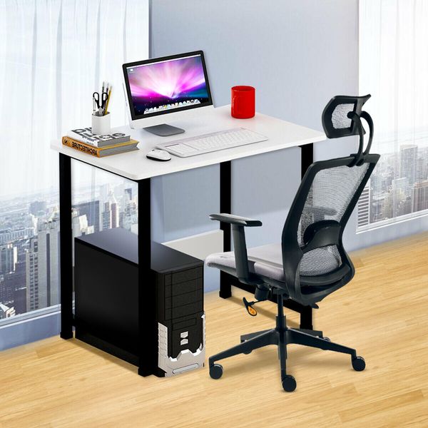 Wooden Computer Laptop Desk Modern Table Study Desk Office Furniture PC Workstation for Home Office Studying Living roomWhite