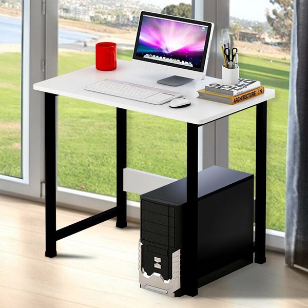 Wooden Computer Laptop Desk Modern Table Study Desk Office Furniture PC Workstation for Home Office Studying Living roomWhite