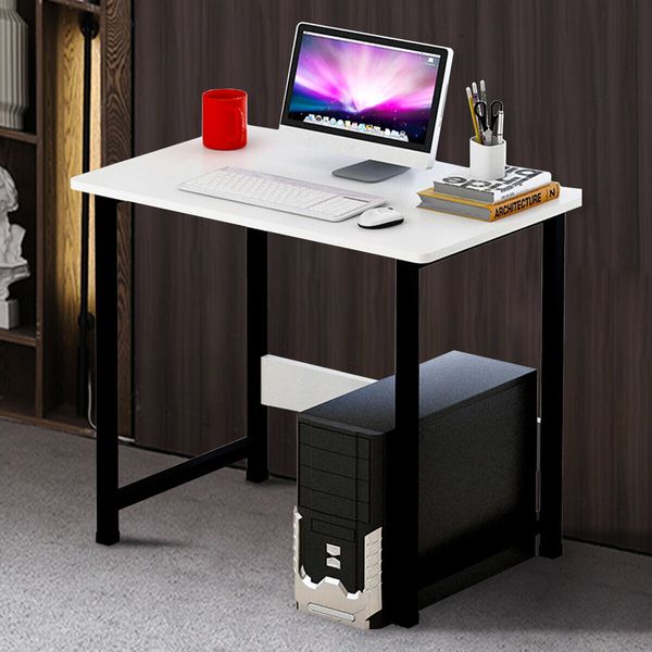 Wooden Computer Laptop Desk Modern Table Study Desk Office Furniture PC Workstation for Home Office Studying Living roomWhite