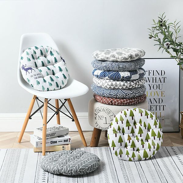 Nordic Print Round Cotton Chair Cushion Soft Pad Dining Home Office Patio GardenL