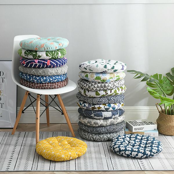 Nordic Print Round Cotton Chair Cushion Soft Pad Dining Home Office Patio GardenA