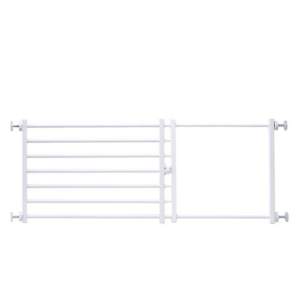 Pet Dog Safety Gate Cat Fence Enclosure Guard Stair Security Barrier Retractable Portable Puppy Low Containment System Metal White 35cm High