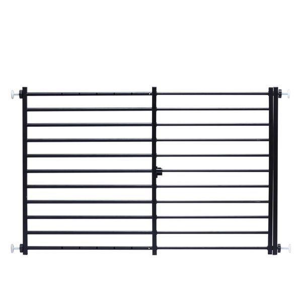 Dog Pet Safety Gate Cat Fence Guard Security Enclosure Stair Barrier Retractable Portable Low Puppy Containment System Metal Black 60cm High