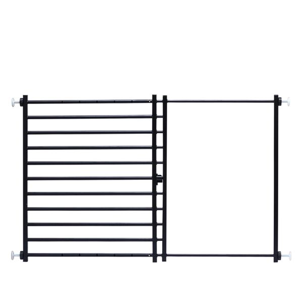 Dog Pet Safety Gate Cat Fence Guard Security Enclosure Stair Barrier Retractable Portable Low Puppy Containment System Metal Black 60cm High