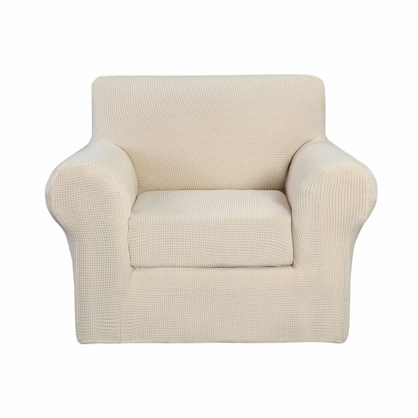 4 Seaters Velvet Sofa Cover Pure Color Elastic Chair Seat Protector Couch Case Stretch Slipcover Decorations Off White