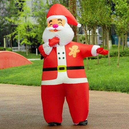 Inflatable Christmas Santa Claus Costume Xmas Plus Size Inflatable Festive Suit Blow Up for Adult Christmas Party Parade