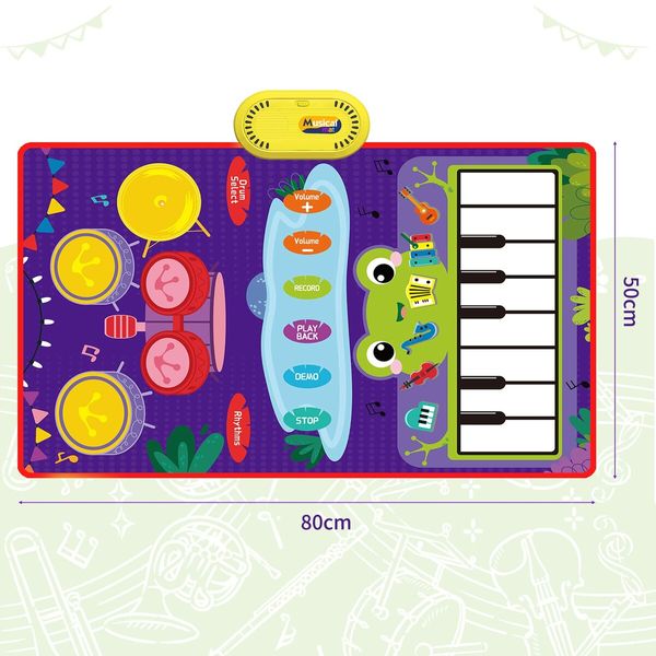 2 in 1 Piano Mat & Drum Mat Learning Toys Sensory Toys Early Educational Learning Toys for Kids Ages 3+