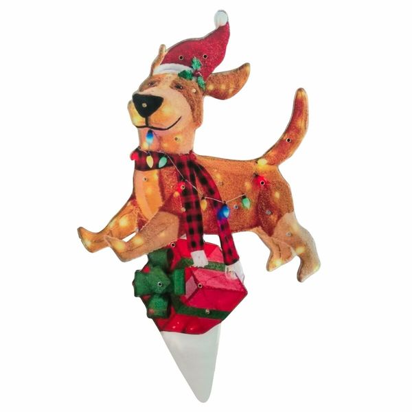 Light-Up Christmas Garden Decor, Acrylic  Dog Garden Stake with Lights Yard Decor Garden Statue, Realistic Garden Sculpture for Pathway Backyard Lawn Landscape