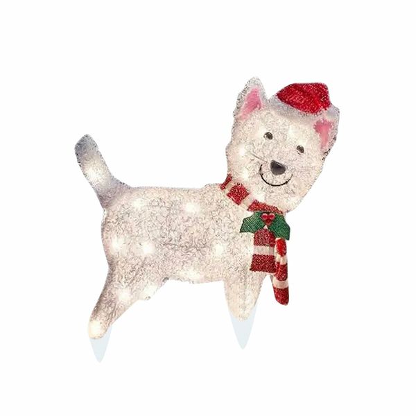 Light-Up Christmas Garden Decor, Acrylic  Dog Garden Stake with Lights Yard Decor Garden Statue, Realistic Garden Sculpture for Pathway Backyard Lawn Landscape