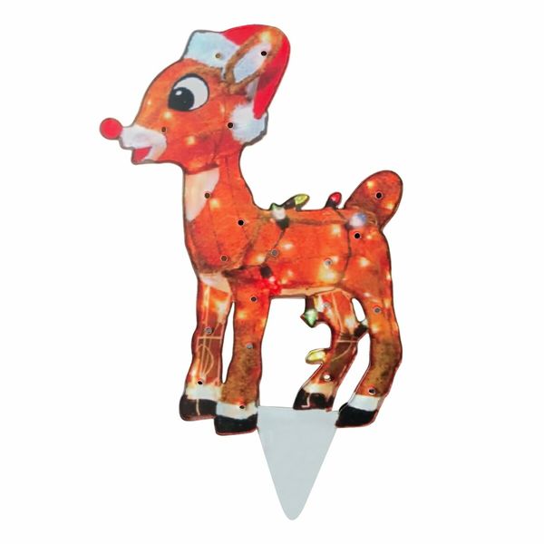 Light-Up Christmas Garden Decor, Acrylic Sika Deer Garden Stake with Lights Yard Decor Garden Statue, Realistic Garden Sculpture for Pathway Backyard Lawn Landscape