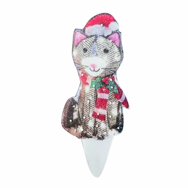 Light-Up Christmas Garden Decor, Acrylic Cat Garden Stake with Lights Yard Decor Garden Statue, Realistic Garden Sculpture for Pathway Backyard Lawn Landscape