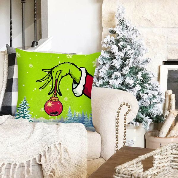 Christmas Pillow Covers Set of 4 18x18 Inch Green Christmas Decorations Gifts for Winter Holiday Farmhouse Indoor Decor