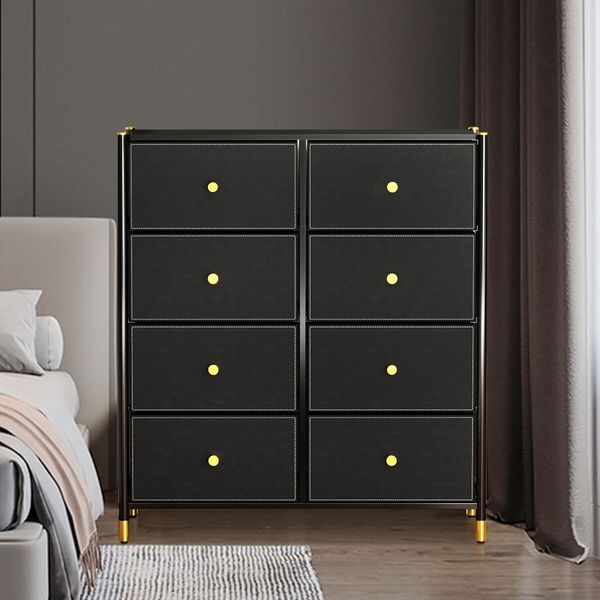 Chest of 8 Drawers Dresser Tallboy Cabinet TV Table Unit Wardrobe Storage Entertainment Stand Bedroom Organiser Closet Organizer Furniture Black