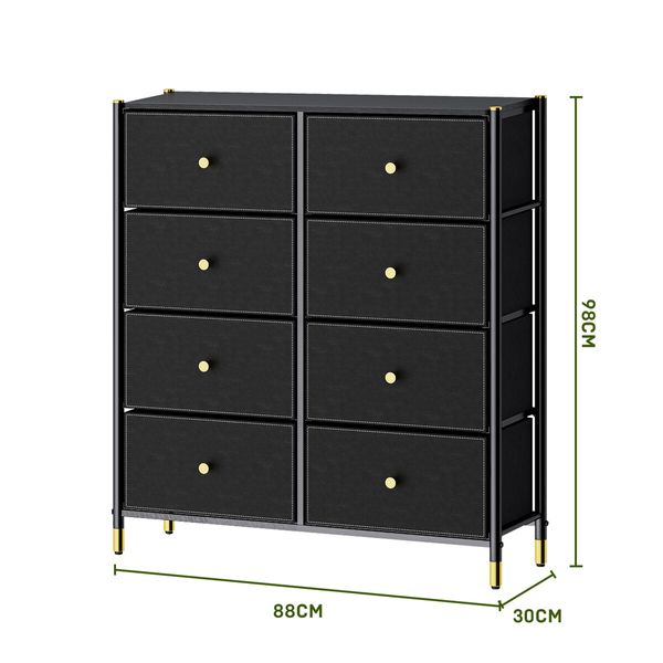 Chest of 8 Drawers Dresser Tallboy Cabinet TV Table Unit Wardrobe Storage Entertainment Stand Bedroom Organiser Closet Organizer Furniture Black