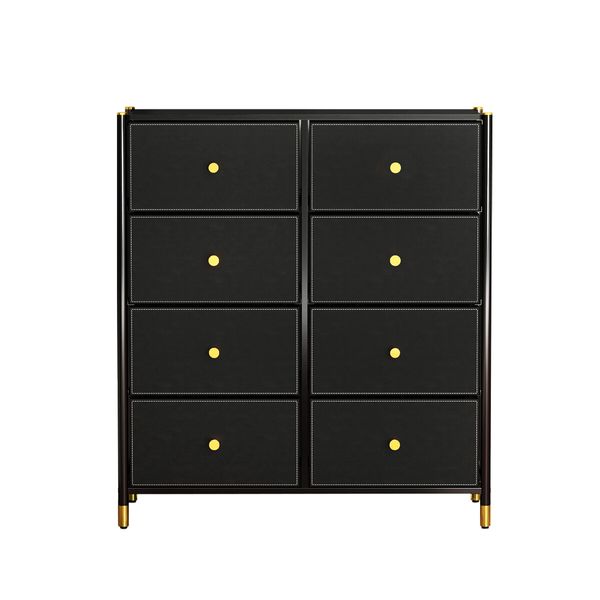 Chest of 8 Drawers Dresser Tallboy Cabinet TV Table Unit Wardrobe Storage Entertainment Stand Bedroom Organiser Closet Organizer Furniture Black