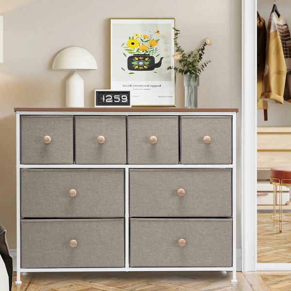 Chest of 8 Drawers Tallboy Cabinet Dresser TV Storage Unit Wardrobe Table Entertainment Stand Closet Organizer Bedroom Organiser Furniture Oak